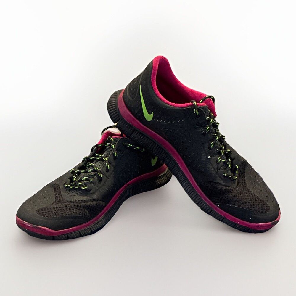 Nike Women’s Low Top Lace‎ Up Mesh Sneakers Black/Pink/Green 574326-036 Size 8